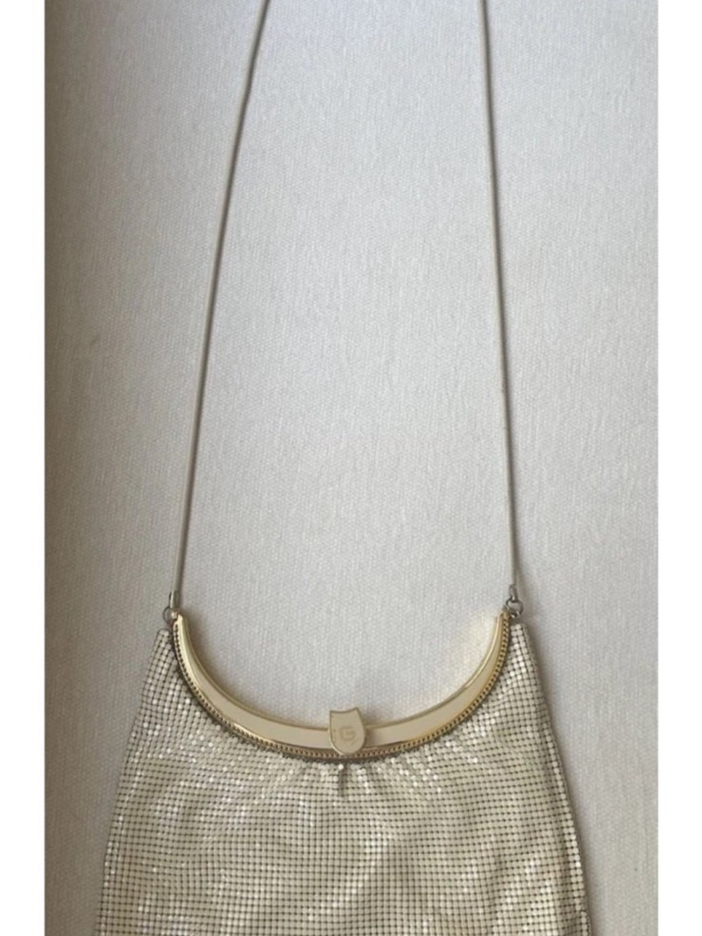 Glomesh Vintage 1980's Bag Cream Bag/Accent W/ Original Shoulder Snake Chain